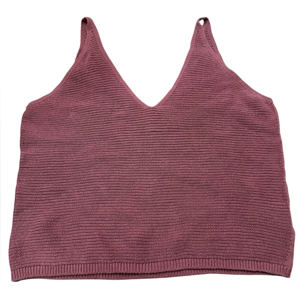 Express Crochet Ribbed Knit Mauve Sweater Tank